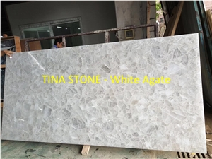 White Agate Gemstone Precious Stone Slabs Tiles