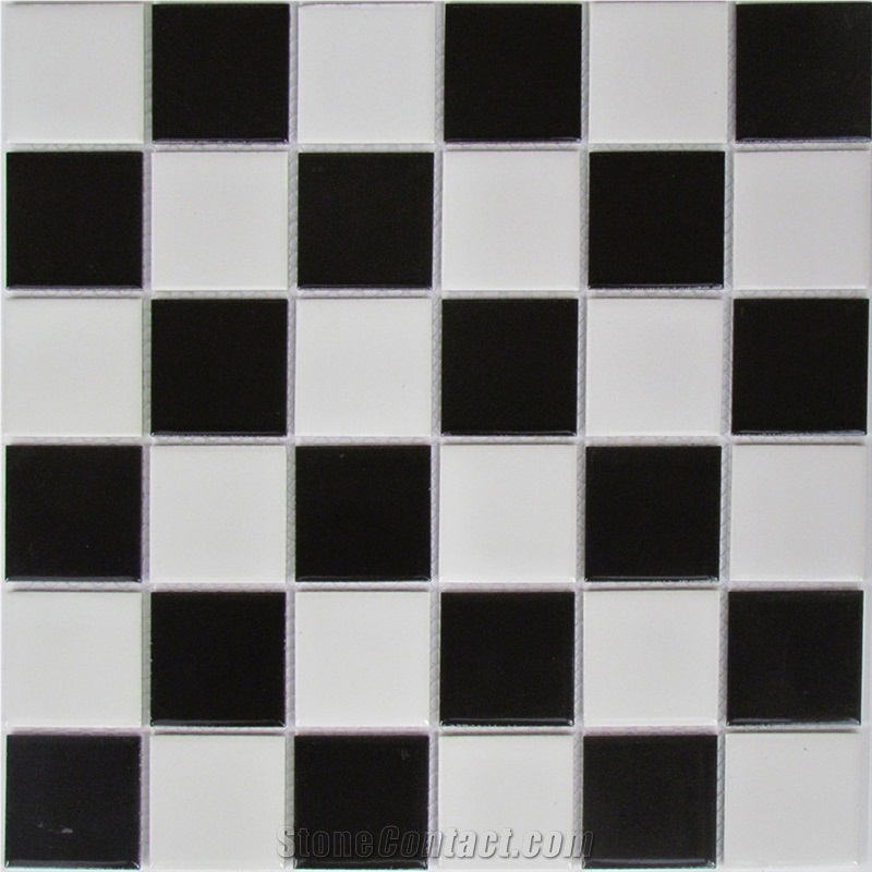 White and Black Stone Ceramic Backed Mosaic