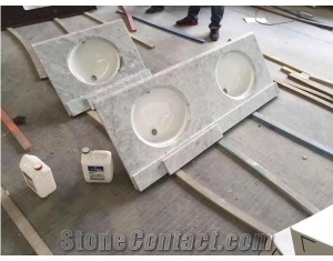 White Marble Snowy Carrara Kitchen Countertops