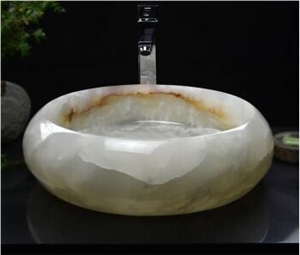 White Onyx Stone Sinks Basins with Natural Face White Onyx Stone Sinks Basins with Natural Face