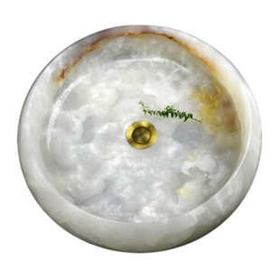 White Onyx Stone Sinks Basins with Natural Face