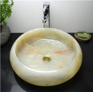 White Onyx Stone Sinks Basins with Natural Face