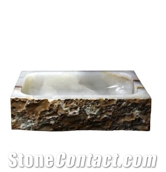 White Onyx Stone Wash Sink Basin Bathroom Sinks