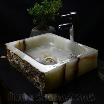 White Onyx Stone Wash Sink Basin Bathroom Sinks