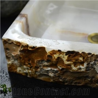 White Onyx Stone Wash Sink Basin Bathroom Sinks