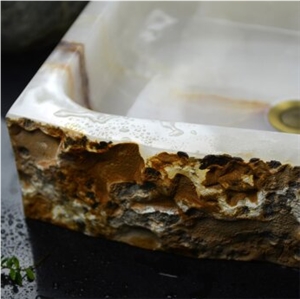 White Onyx Stone Wash Sink Basin Bathroom Sinks