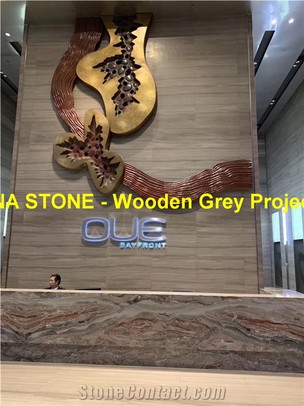 Wooden Grey Marble Polished Buliding Tiles Slabs