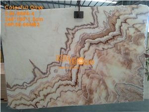 Colorful Red Rainbow Onyx Slabs Tiles