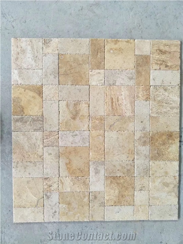 Beige Travertine Opus Pattern Floor Tiles