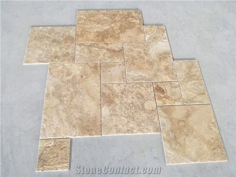 Beige Travertine Opus Pattern Floor Tiles