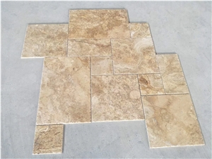 Beige Travertine Opus Pattern Floor Tiles