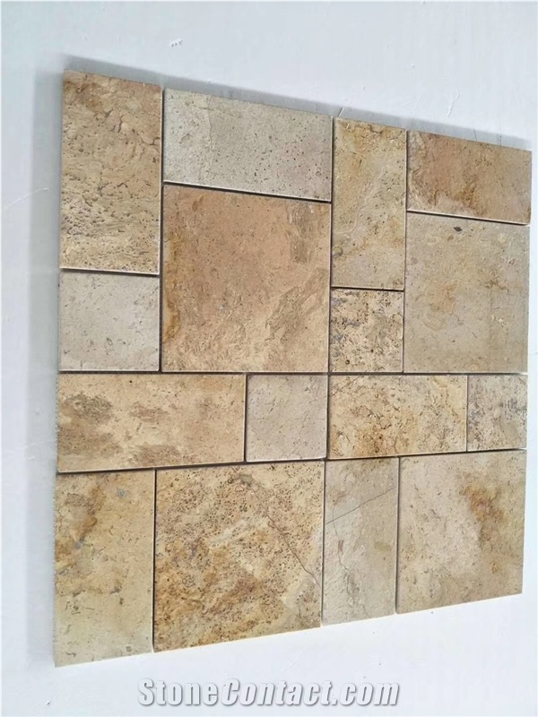 Beige Travertine Opus Pattern Floor Tiles