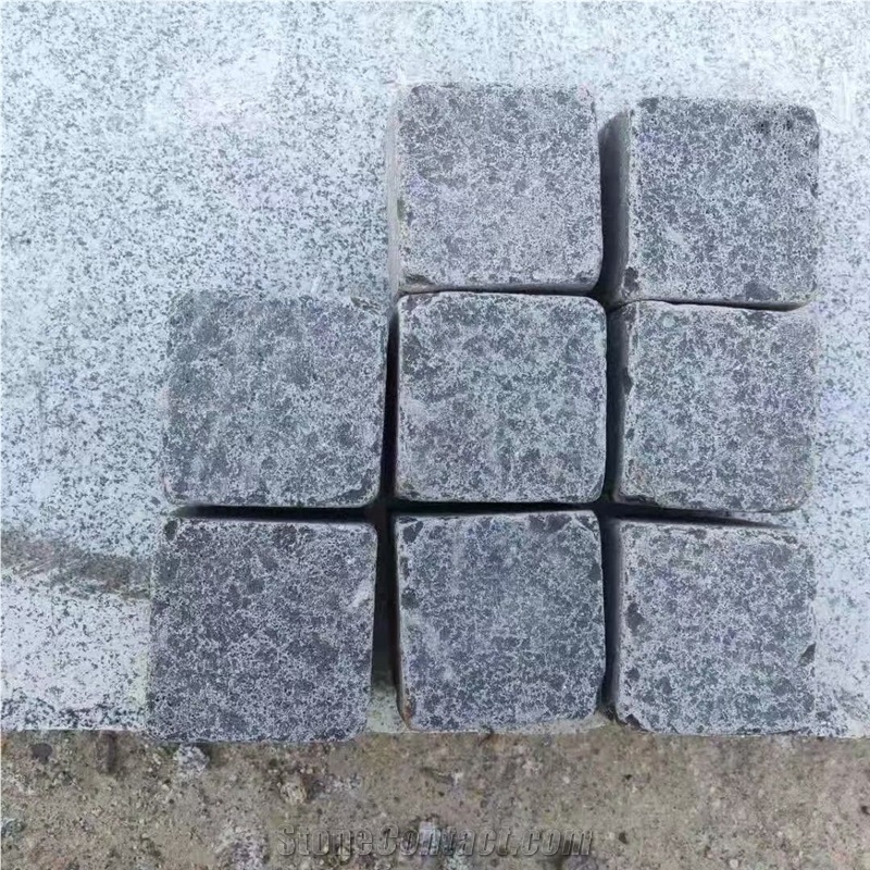 Black Basalt Flamed & Tumbled Cobble Stone