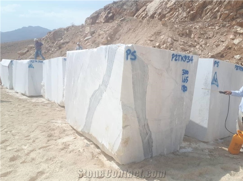 Statuario Marble Block, Iran White Marble