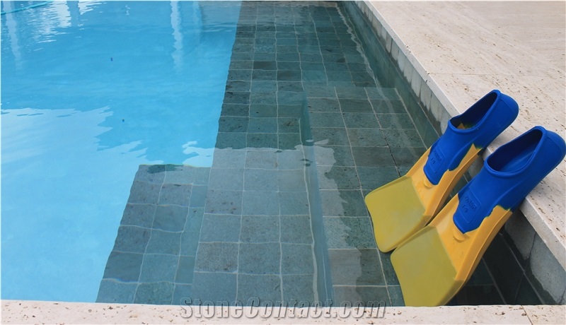 Green Stone Pedra Hijau Lisa Pool Coping, Pool Pavers
