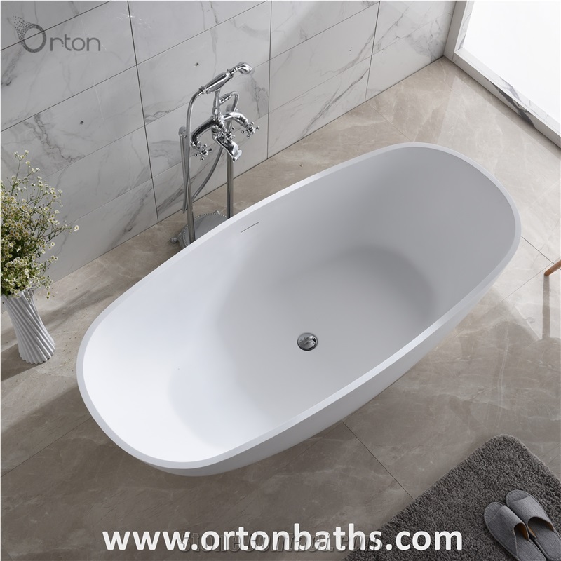 Oval Solid Surface Freestanding Bathtub