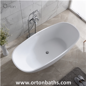 Oval Solid Surface Freestanding Bathtub