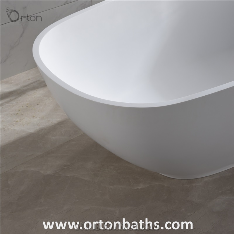 Oval Solid Surface Freestanding Bathtub
