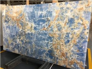 Luxury Pakistan Blue Onyx Stone Slabs,Tiles