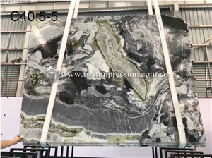 White Beauty Ice Connect Green Marble Counter Top