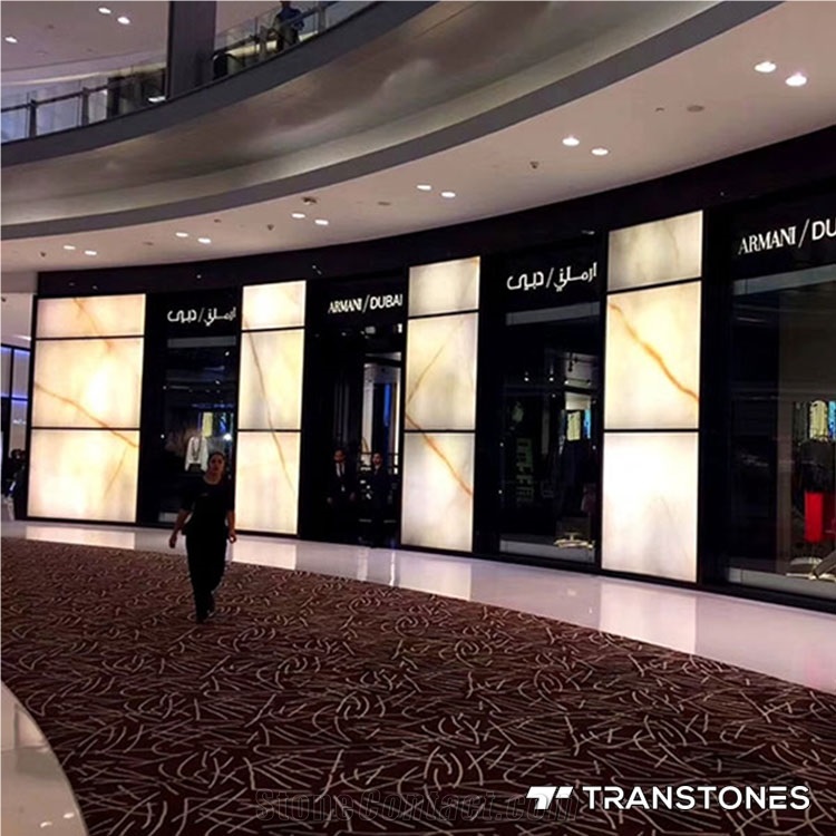 Polished Translucent Onyx Mall Wall Panel