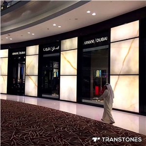 Polished Translucent Onyx Mall Wall Panel