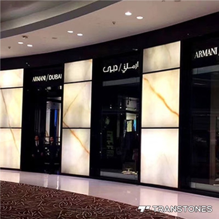 Polished Translucent Onyx Mall Wall Panel