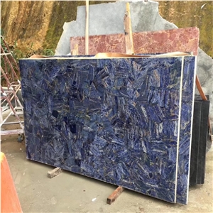 Polished Blue Bahia Semiprecious Stone Slabs and Tile
