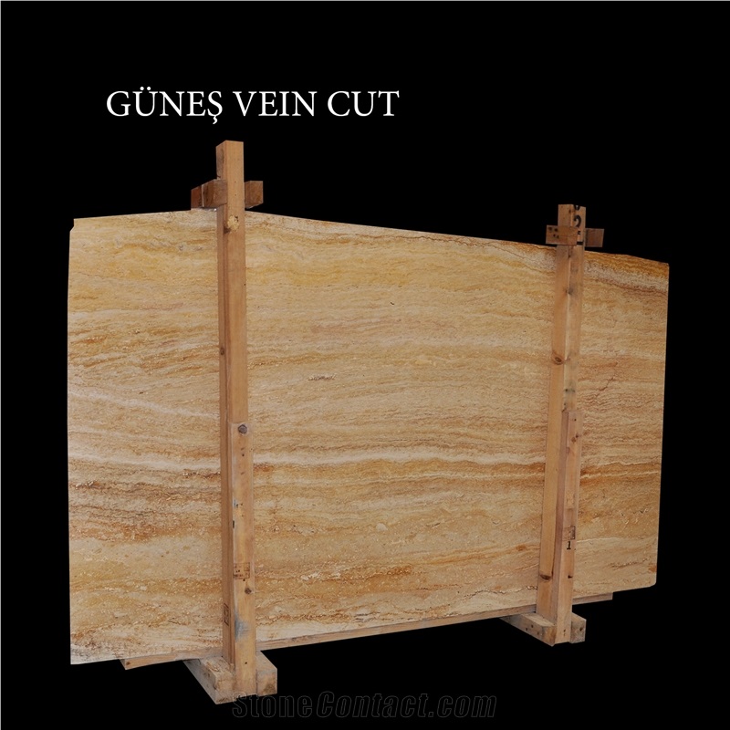 Yellow Travertine, Gunes Vein Cut Travertine Slabs
