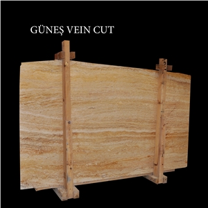 Yellow Travertine, Gunes Vein Cut Travertine Slabs