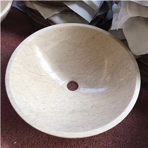 Amber Beige Marble Natural Stone Round Basin Sink
