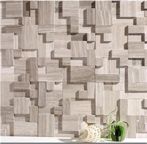 Ash Wood Marble Stone Split Wall Mosaic