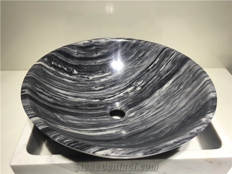 Bardiglio Nuvolato Marble Round Upmarket Basin