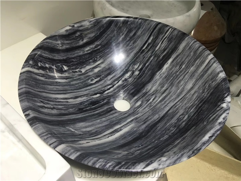 Bardiglio Nuvolato Marble Round Upmarket Basin