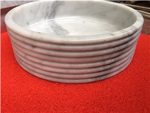 Bianco Carrara Primavera White Marble Round Basin