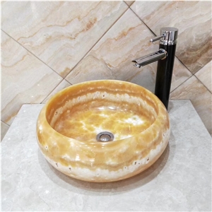 Bojnord Onyx Natural Stone Round Sink Basin
