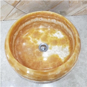 Bojnord Onyx Natural Stone Round Sink Basin