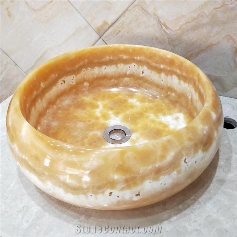Bojnord Onyx Natural Stone Round Sink Basin
