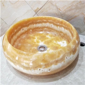 Bojnord Onyx Natural Stone Round Sink Basin