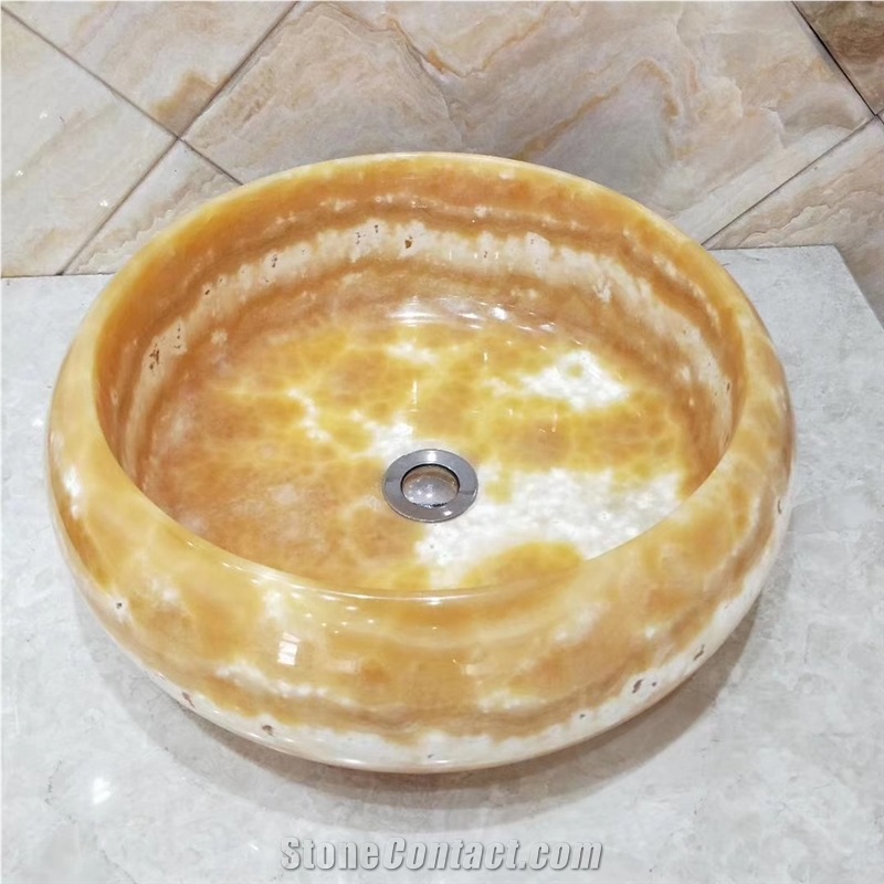 Bojnord Onyx Natural Stone Round Sink Basin