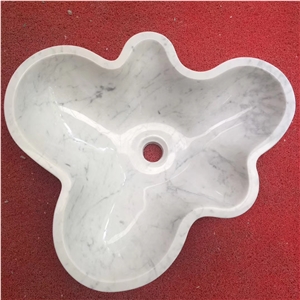 Carrara White Marble Irregular Stone Basin Sink