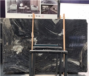 China Ancient Wood Grain Marble Zebra Black Slab