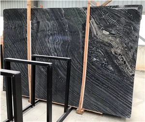 China Ancient Wood Grain Marble Zebra Black Slab
