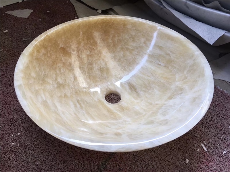 China Honey Onyx Round Bathroom Wash Basin Sink