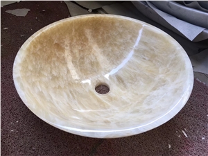 China Honey Onyx Round Bathroom Wash Basin Sink
