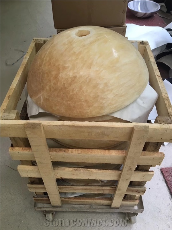 China Honey Onyx Round Bathroom Wash Basin Sink