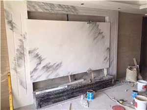 China Ink White Marble Mountain Jade Stone Slab
