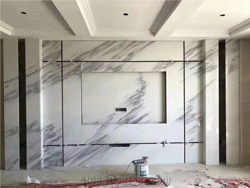 China Ink White Marble Mountain Jade Stone Slab
