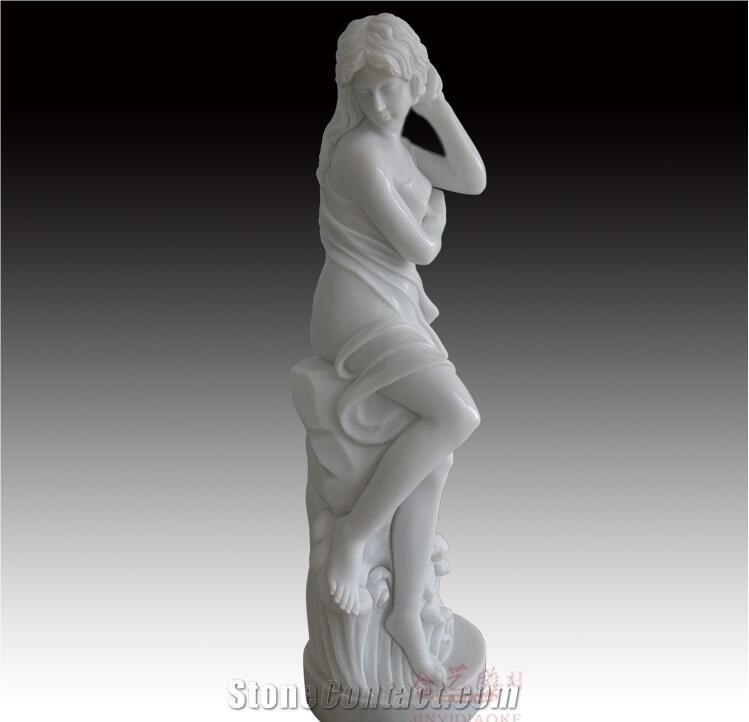 China Pure White Marble Daughter Of the Sea Statue