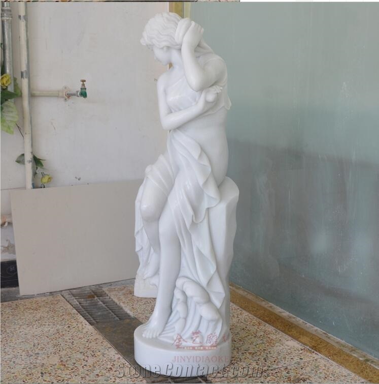 China Pure White Marble Daughter Of the Sea Statue